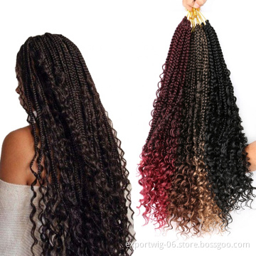24inch River Box Braids Crochet Hair Synthetic Hair Extensions Crochet Braids Messy Goddess Box Braids With Curly Ends